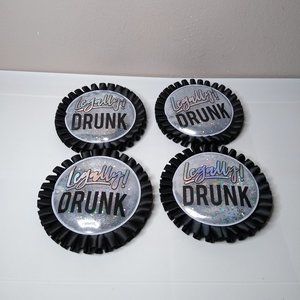 Set Of 4 Large Legally Drunk Fun Glitter Bubble Pins!!!!